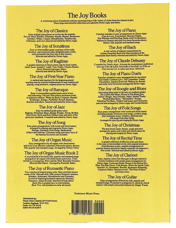 The joy of organ music 2. Book 2 : A second book of favourite folk, popular and standard songs arranged for all organs with chord names and lyrics - Baker, Kenneth - Harrastekirjat - 10105537278 - 1