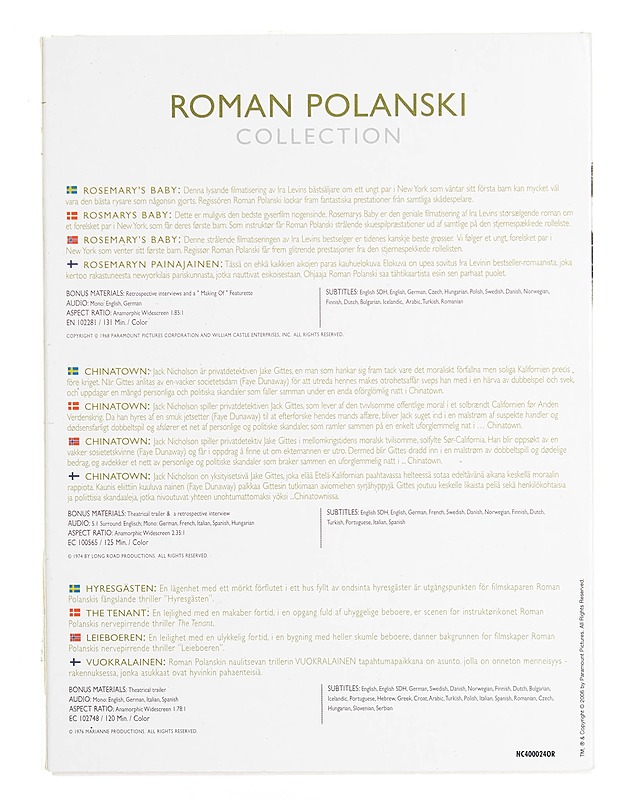 Roman Polanski Collection - DVD - DVD-elokuvat - 10105537931 - 1