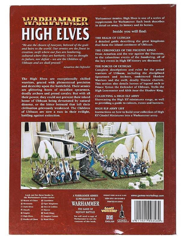 Warhammer High Elves - Games Workshop - Harrastekirjat - 10105538031 - 1