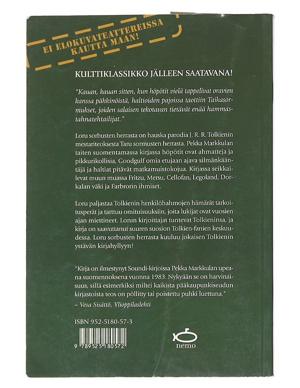 Loru sorbusten herrasta : parodia professori J.R.R. Tolkienin trilogiasta Taru sormusten herrasta - Beard, Henry N. - Kaunokirjallisuus - 10105538355 - 1