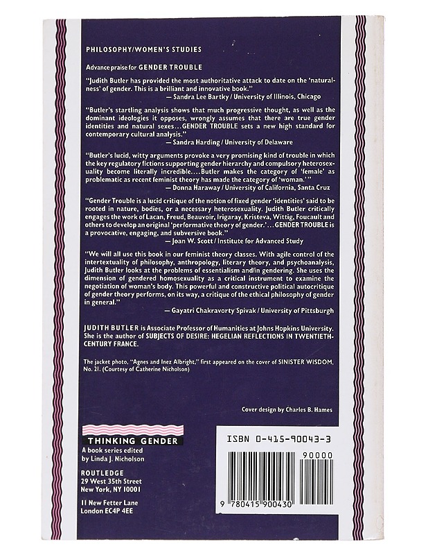 Gender trouble : feminism and the subversion of identity - Judith Butler - Tietokirjat - 10105538385 - 1
