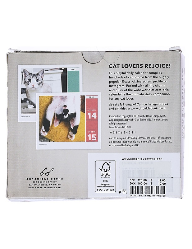 Cats on Instagram : 2018 daily calendar - Chronicle Books - Tietokirjat ja oppaat - 10105538410 - 1