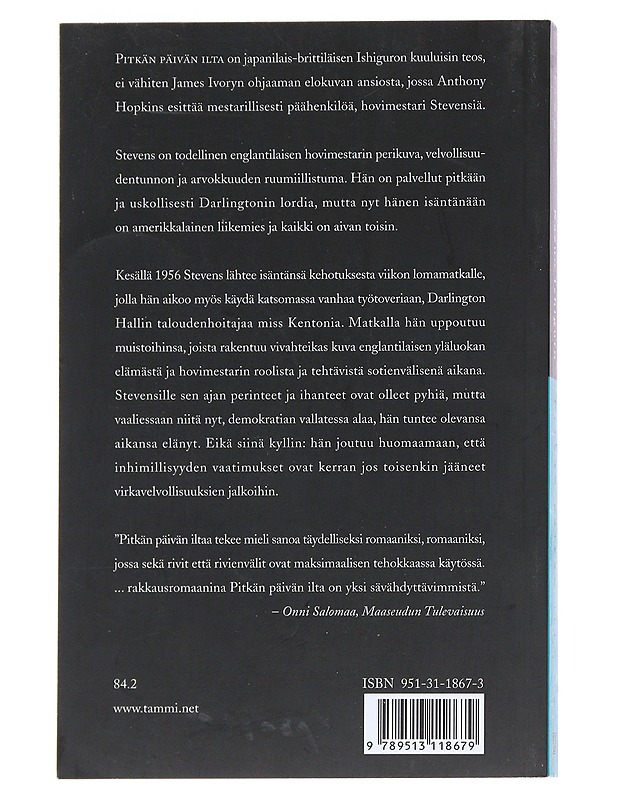 Pitkän päivän ilta -Kazuo Ishiguro - Romaanit ja novellit - 10105538637 - 1