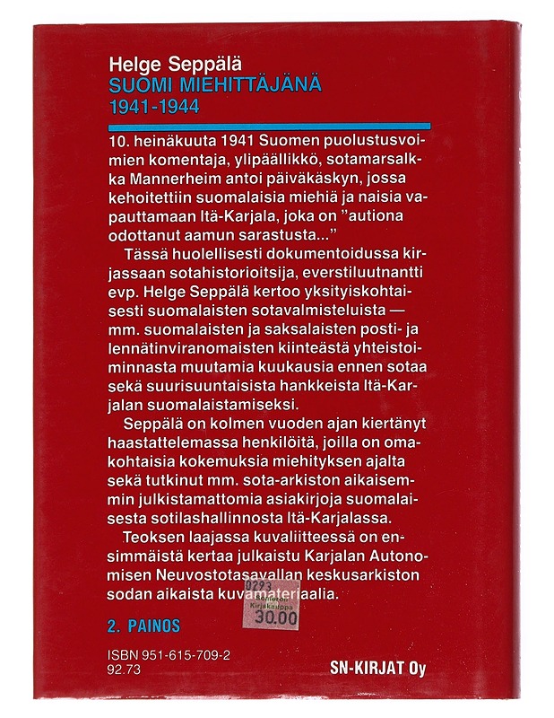 Suomi miehittäjänä 1941-1944 - Seppälä, Helge - Tietokirjat - 10105538953 - 1