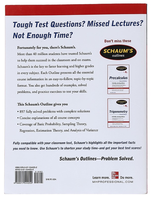 Schaum's outline of probability and statistics - Spiegel, Murray R. - Tietokirjat ja oppaat - 10105538965 - 1