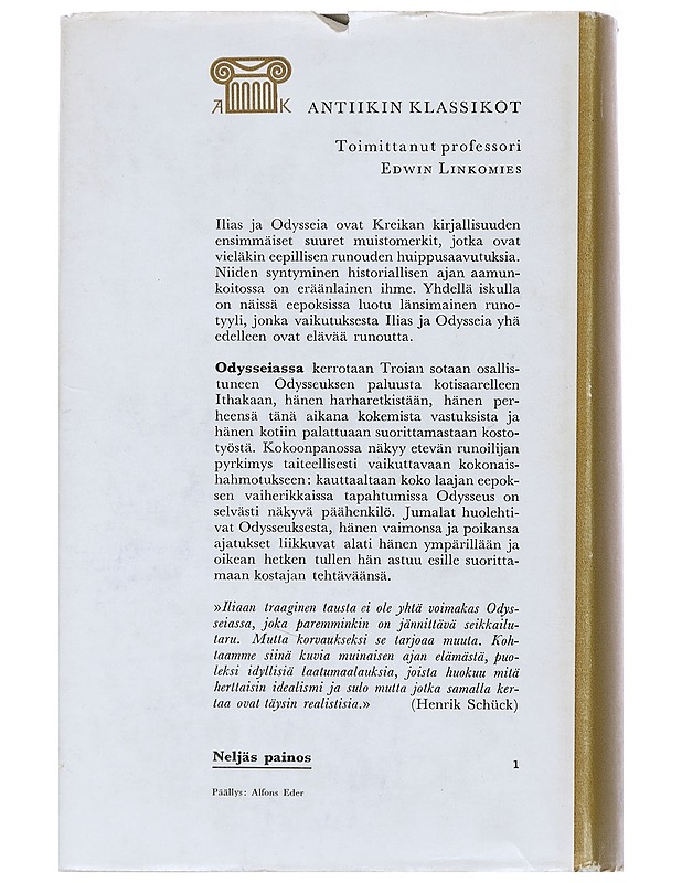 Homeros Odysseia -  Linkomies ,Edwin - Historiakirjat - 10105539134 - 1