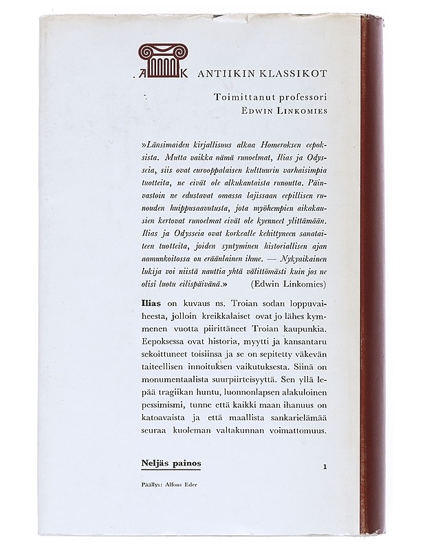 Homeros Ilias - Linkomies, Edwin - Historiakirjat - 10105539163 - 1