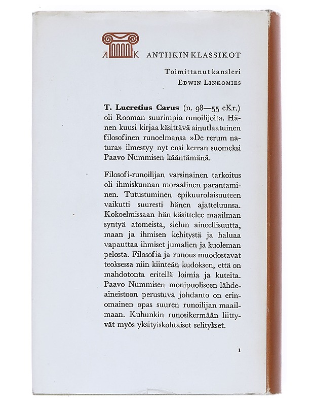 Maailman Kaikkeudesta - T. Lucretius Carus - Runot ja näytelmät - 10105539251 - 1