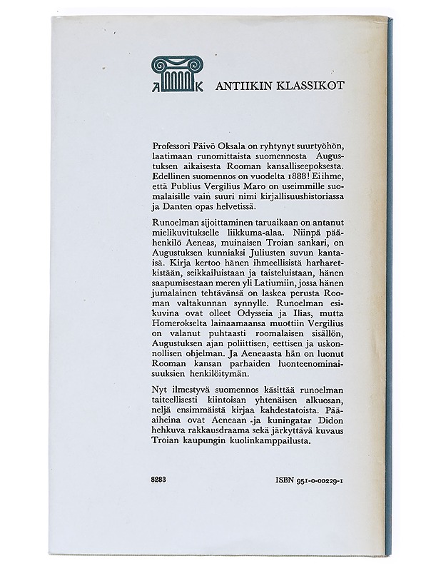 Aeneis : kirjat 1-4 ; Aeneas ja Dido - Vergilius - Elämäkerrat ja muistelmat - 10105539258 - 1
