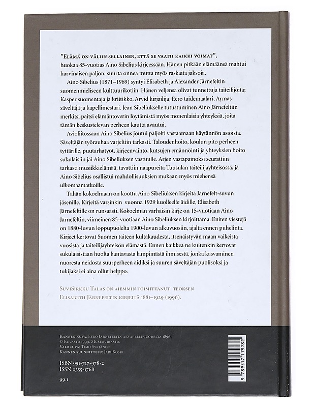 Aino Sibeliuksen kirjeitä Järnefelt-suvun jäsenille - Aino Sibelius - Elämäkerrat ja muistelmat - 10105539443 - 1