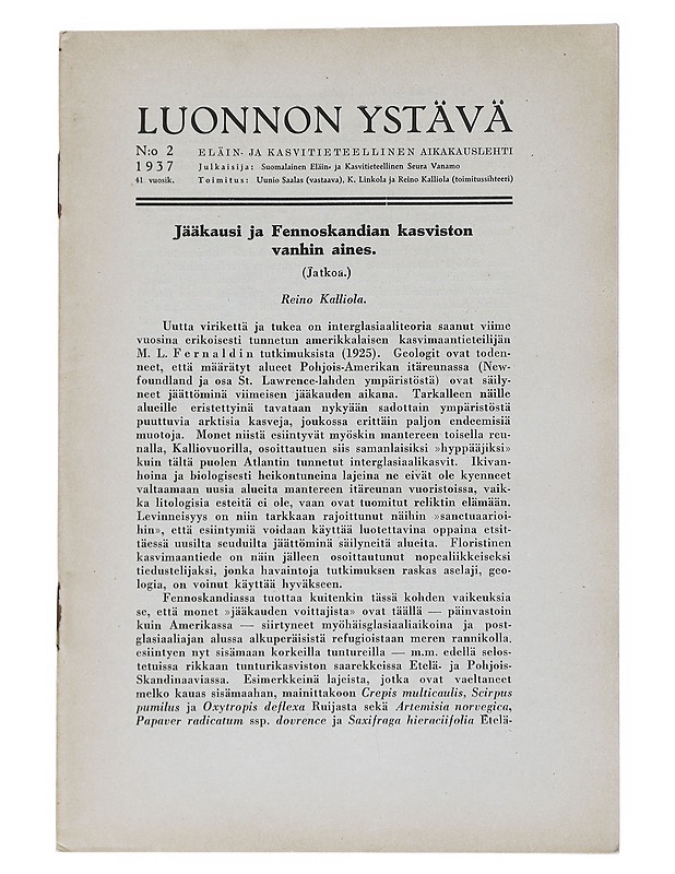 Luonnon Ystävä N:o 2/1937 - Lehdet - 10105539496 - 0