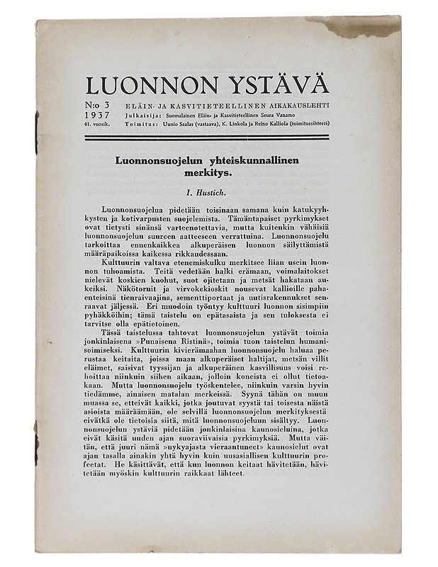 Luonnon Ystävä N:o 3/1937 - Lehdet - 10105539500 - 0