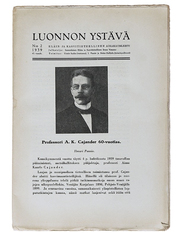 Luonnon Ystävä N:o 2/1939 - Lehdet - 10105539541 - 0