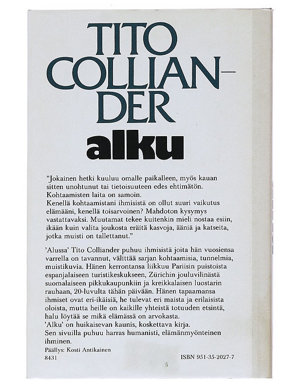 Alku - Colliander, Tito - Romaanit ja novellit - 10105539621 - 1