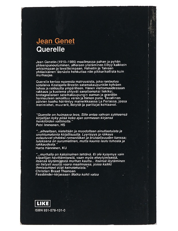 Querelle - Genet, Jean - Elämäkerrat ja muistelmat - 10105539657 - 1