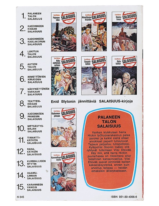 Palaneen talon salaisuus - Blyton, Enid - Nuorten kirjat - 10105539750 - 1