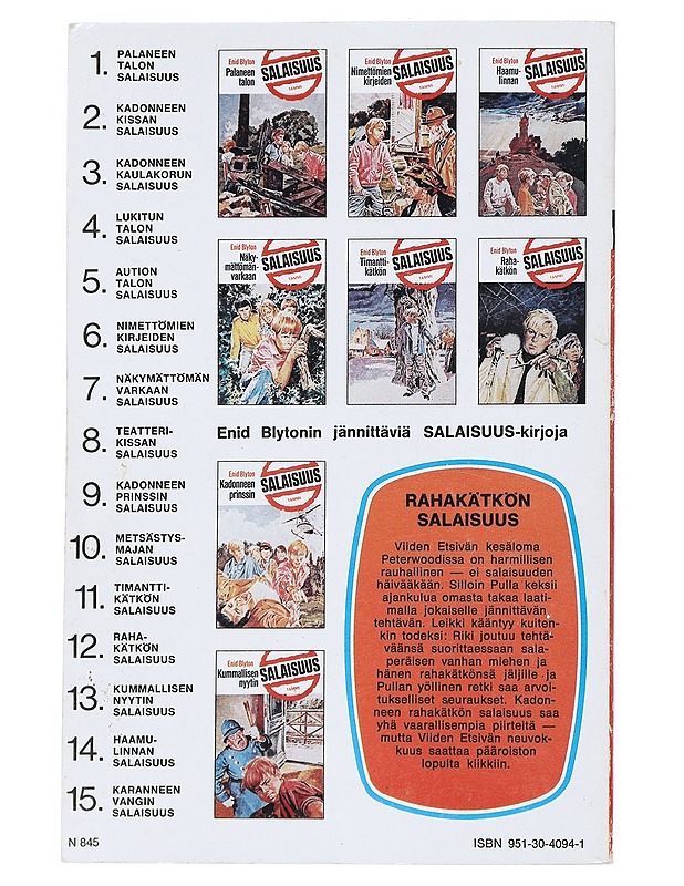 Rahakätkön salaisuus - Blyton, Enid - Nuorten kirjat - 10105539876 - 1