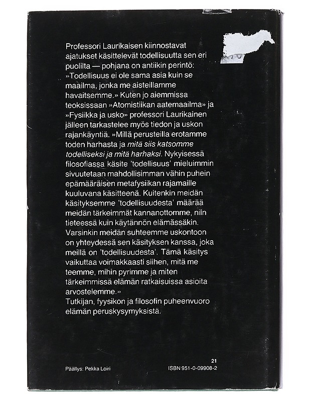 Todellisuus ja elämä - K. V. Laurikainen - Tietokirjat ja oppaat - 10105539952 - 1