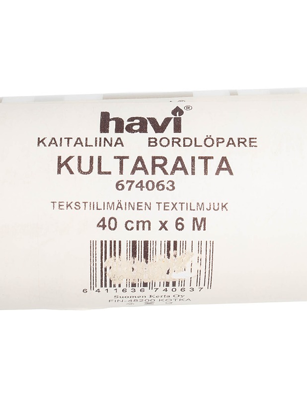 HAVI Kultaraita kaitaliina, 40x600 cm - Pöytäliinat - 10105540222 - 1