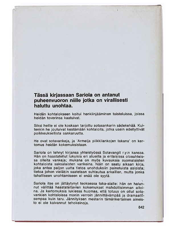 Armeija piikkilankojen takana - Sariola, Mauri - Historiakirjat - 10105540233 - 1