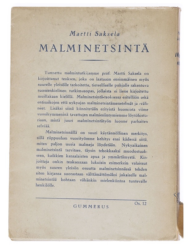 Malminetsintä - Martti Saksela - Tietokirjat ja oppaat - 10105540389 - 1