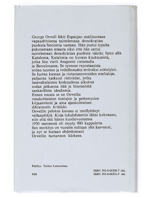 Katalonia, Katalonia - Orwell, George - Elämäkerrat ja muistelmat - 10105540502 - 1