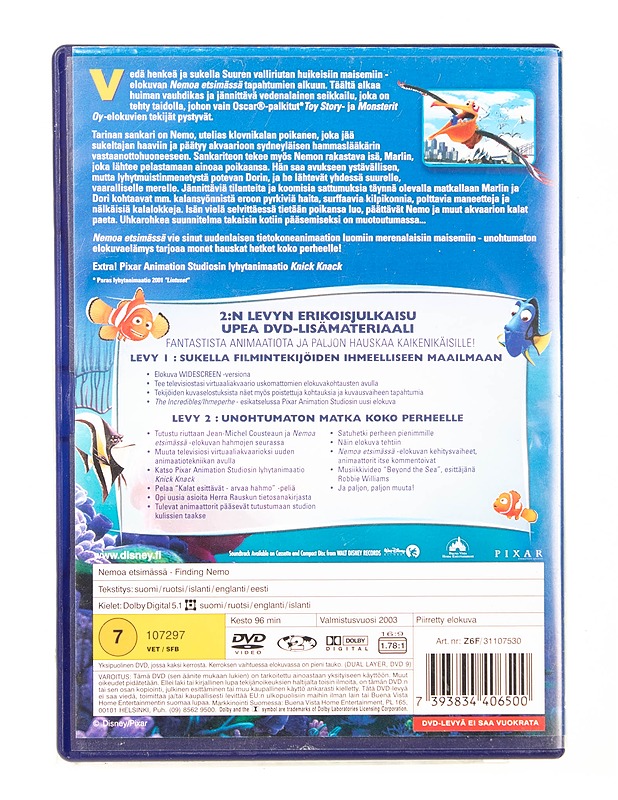 Nemoa Etsimässä - DVD - DVD-elokuvat - 10105540512 - 1