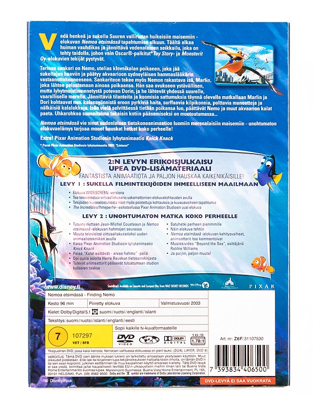 Nemoa Etsimässä - DVD - DVD-elokuvat - 10105540518 - 1