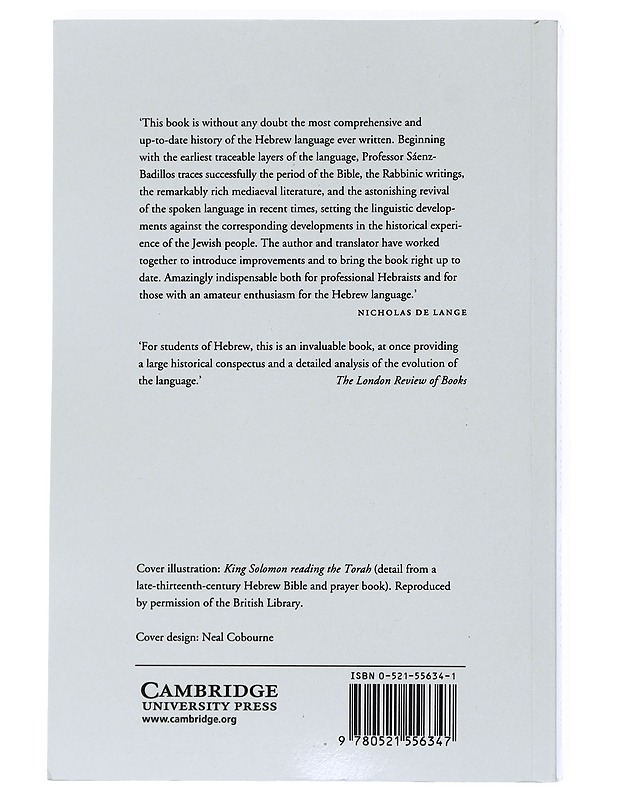 A history of the Hebrew language - Sáenz-Badillos, Ángel - Historiakirjat - 10105540560 - 1