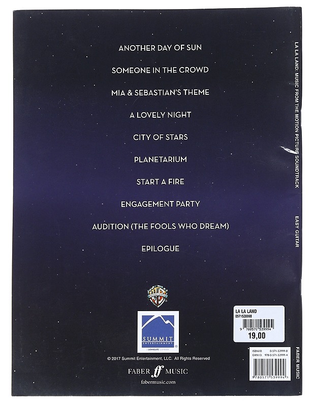 La la land : music from the motion picture soundtrack : easy guitar with notes and tab - Hurwitz, Justin - Harrastekirjat - 10105540959 - 1
