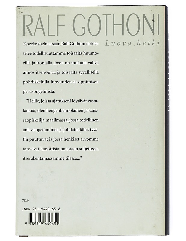 Luova hetki : esseitä matkallaolosta musiikissa - Ralf Gothoni - Elämäkerrat ja muistelmat - 10105541008 - 1