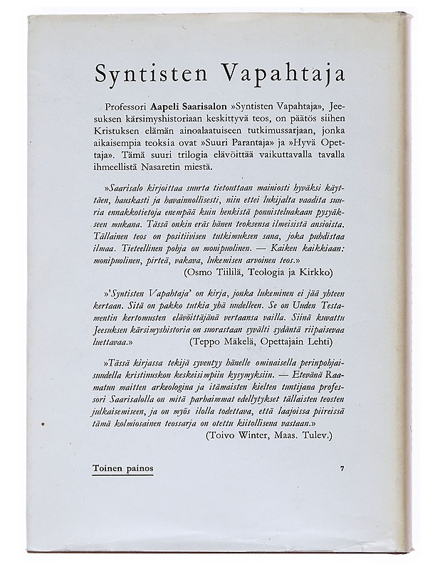 Syntisten vapahtaja - Saarisalo, Aapeli - Elämäkerrat ja muistelmat - 10105541027 - 1