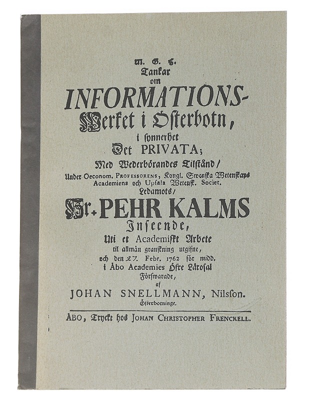 Tankar om informations-werket i Österbotn, i synnerhet det privata - Johan Snellmann - Tietokirjat ja oppaat - 10105541070 - 0