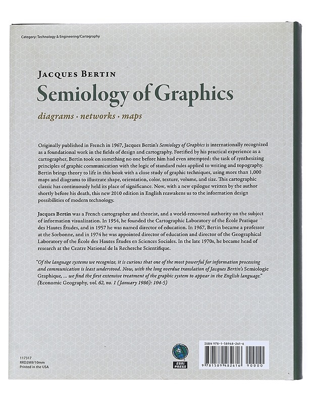 Semiology of graphics : diagrams, networks, maps - Bertin, Jacques - Tietokirjat - 10105541095 - 1