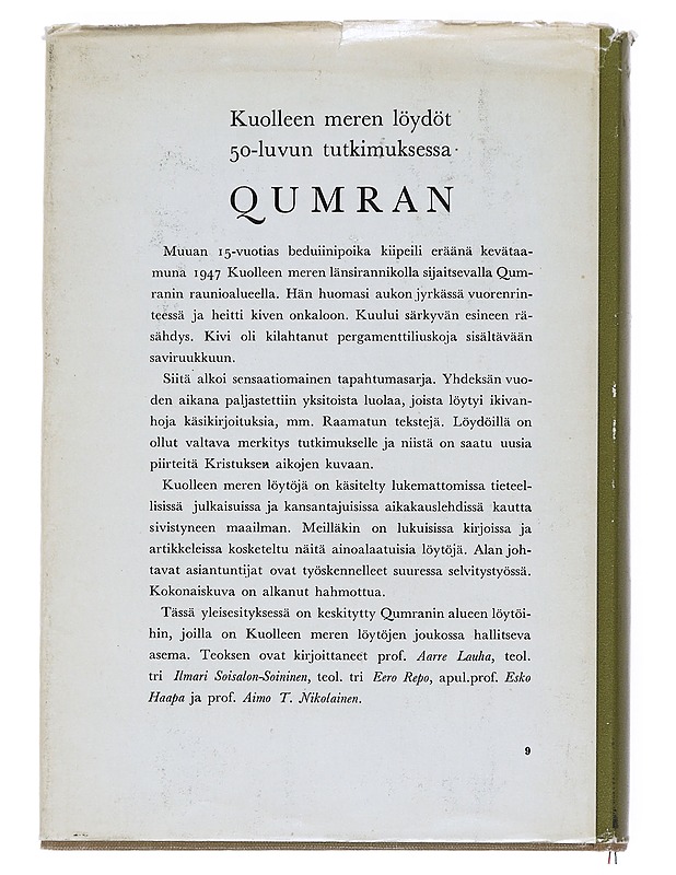 Qumran : Kuolleen meren löydöt 1950-luvun tutkimuksissa - Esko Haapa - Elämäkerrat ja muistelmat - 10105541280 - 1