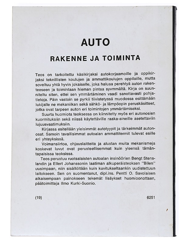 Auto: Rakenne Ja Toiminta - Bengt Stensland - Tietokirjat ja oppaat - 10105541591 - 1