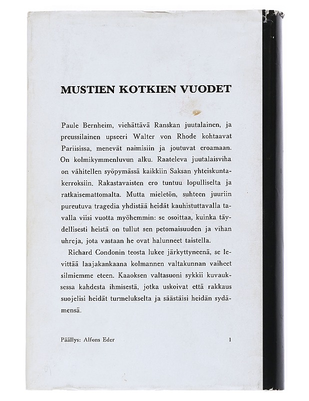 Mustien Kotkien Vuodet - Richard Condon - Historiakirjat - 10105541597 - 1