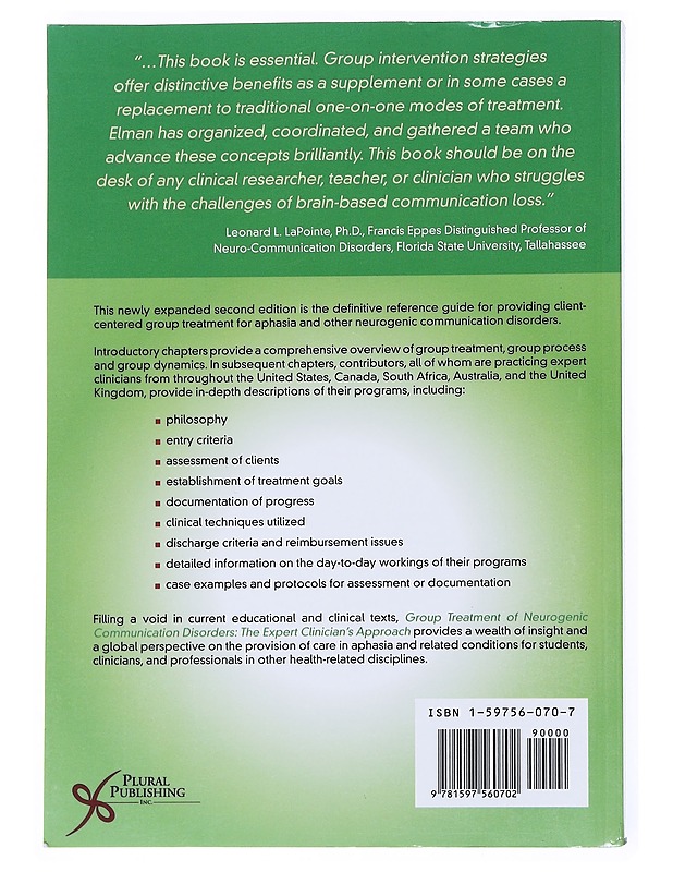 Group treatment of neurogenic communication disorders : the expert clinician's approach - Elman, Roberta J. - Tietokirjat ja oppaat - 10105541761 - 1