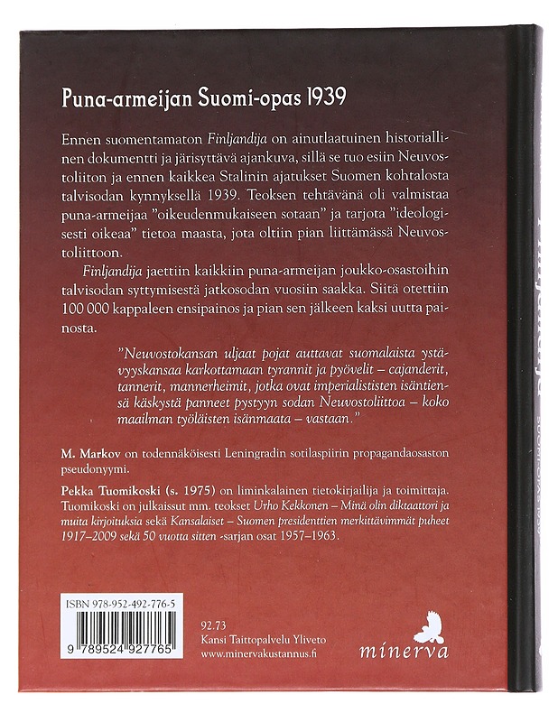 Finljandija : puna-armeijan Suomi-opas 1939 - Markov, M. - Historiakirjat - 10105541790 - 1