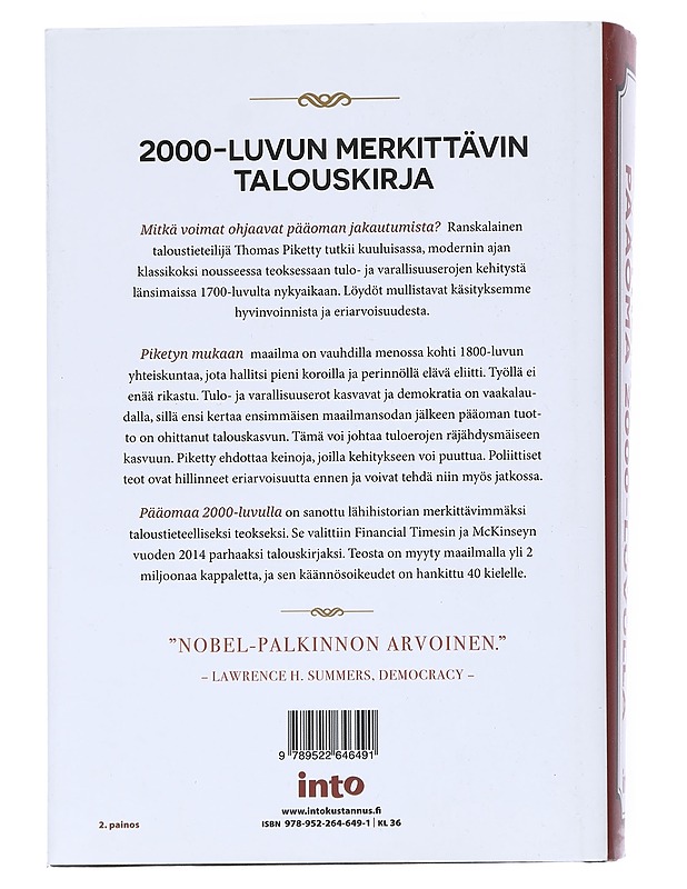Pääoma 2000-luvulla - Piketty, Thomas - Historiakirjat - 10105541917 - 1
