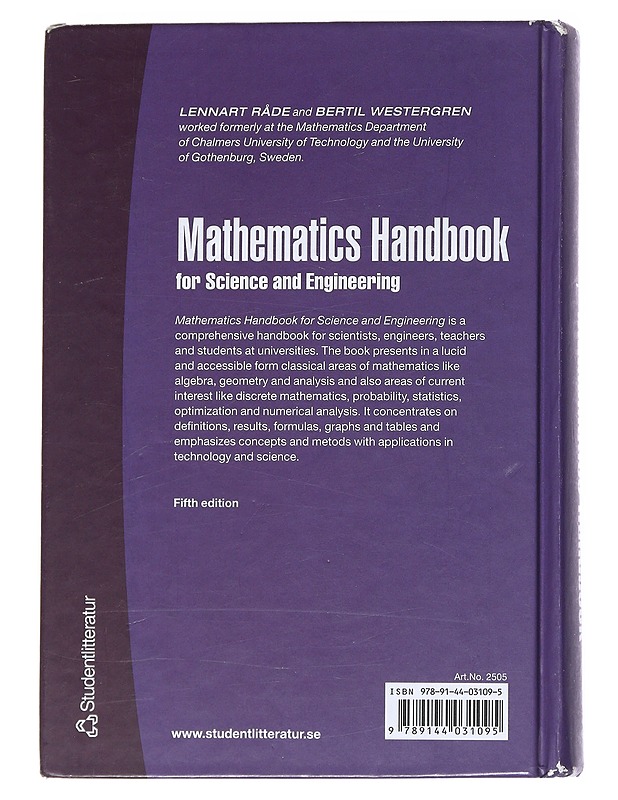 Mathematics handbook for science and engineering - Råde, Lennart - Tietokirjat ja oppaat - 10105541946 - 1