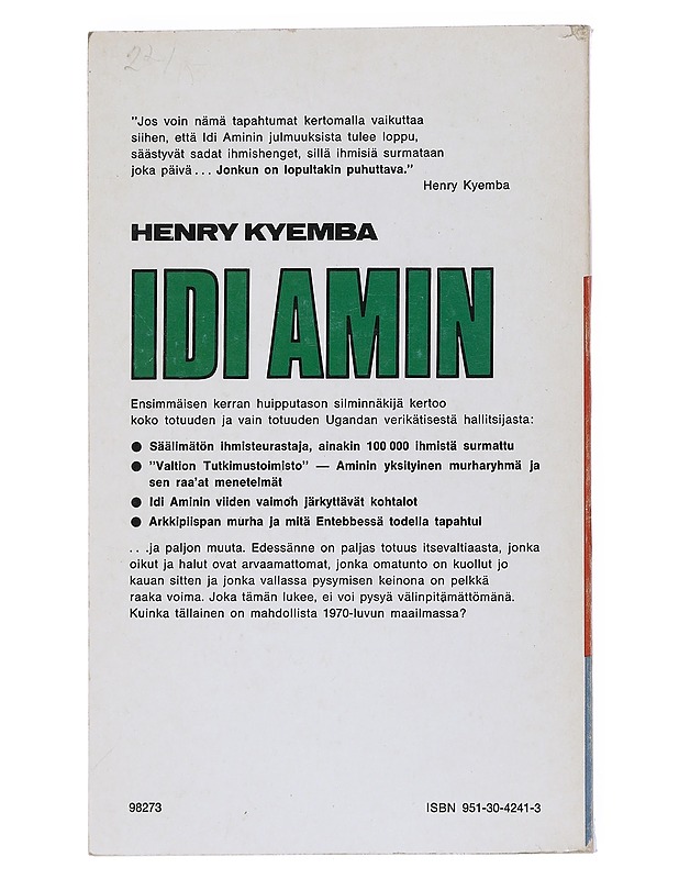 Idi Amin : verinen valtias - Kyemba, Henry - Elämäkerrat ja muistelmat - 10105542295 - 1