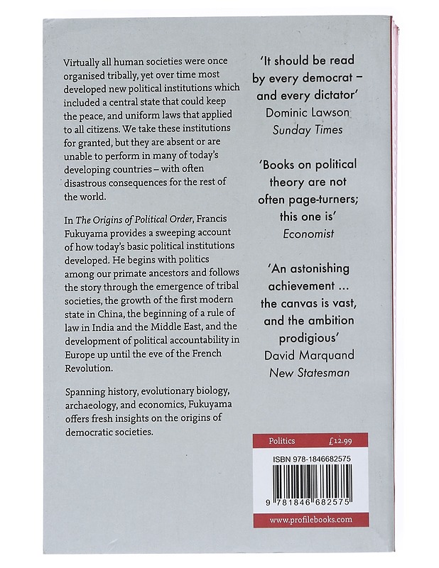 The origins of political order : From prehuman times to the French revolution - Fukuyama, Francis - Historiakirjat - 10105542393 - 1