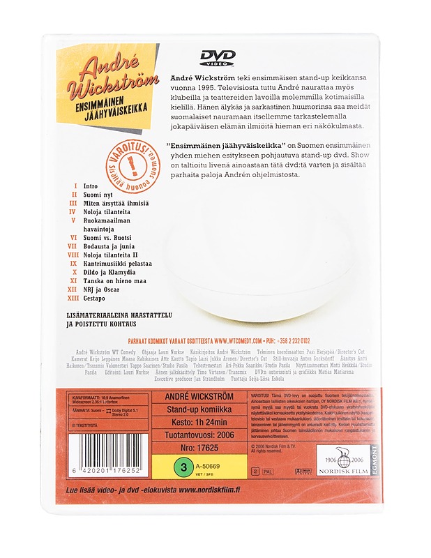 Andre Wickström ; Ensimmäinen Jäähyväiskeikka - DVD - DVD-elokuvat - 10105542616 - 1