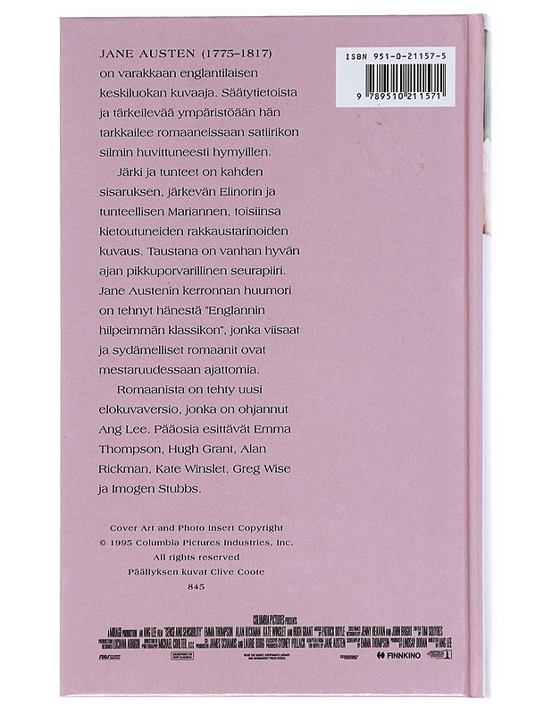 Järki ja tunteet -Jane Austen - Romaanit ja novellit - 10105542686 - 1