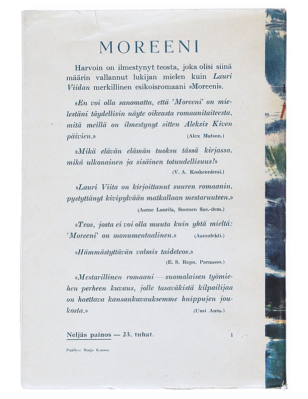 Moreeni - Lauri Viita - Romaanit ja novellit - 10105542693 - 1
