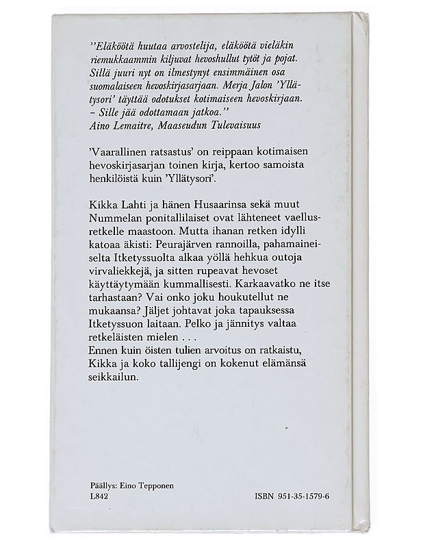 Vaarallinen ratsastus : Tyttöromaani - Merja Jalo - Romaanit ja novellit - 10105542978 - 1