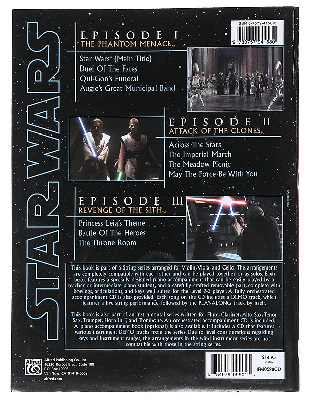 Star Wars episodes I, II & III instrumental solos - Viola  - Musiikki- ja elokuvakirjat - 10105543686 - 1