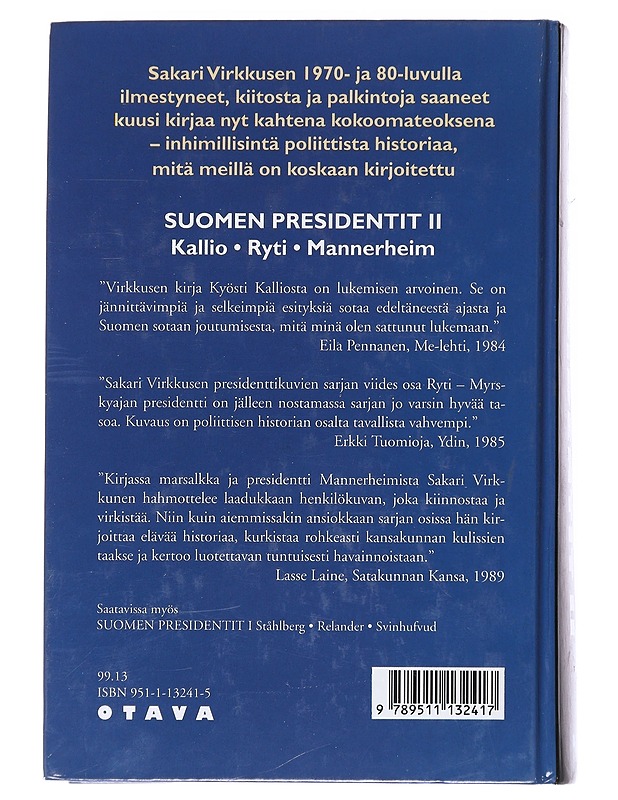 Suomen presidentit II: Kallio, Ryti, Mannerheim - Sakari Virkkunen - Elämäkerrat ja muistelmat - 10105543922 - 1