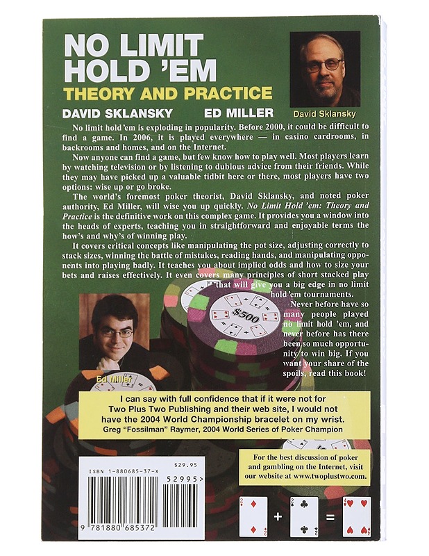 No limit hold'em : theory and practice - Sklansky, David - Tietokirjat ja oppaat - 10105544233 - 1